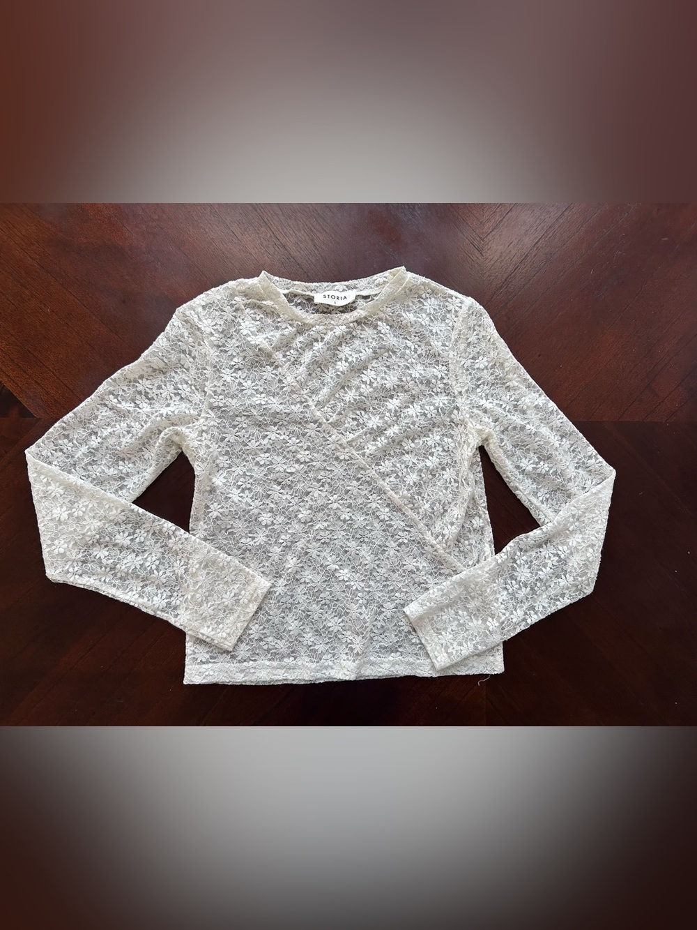 Storia Ivory Floral Lace Long Sleeve Top size S